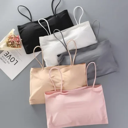 Soft Seamless Spaghetti Strap Bra Set – 5 Colors for Everyday Comfort